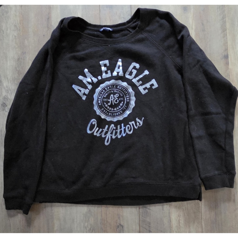 American Eagle Black Pullover Sweatshirt Women 2XL